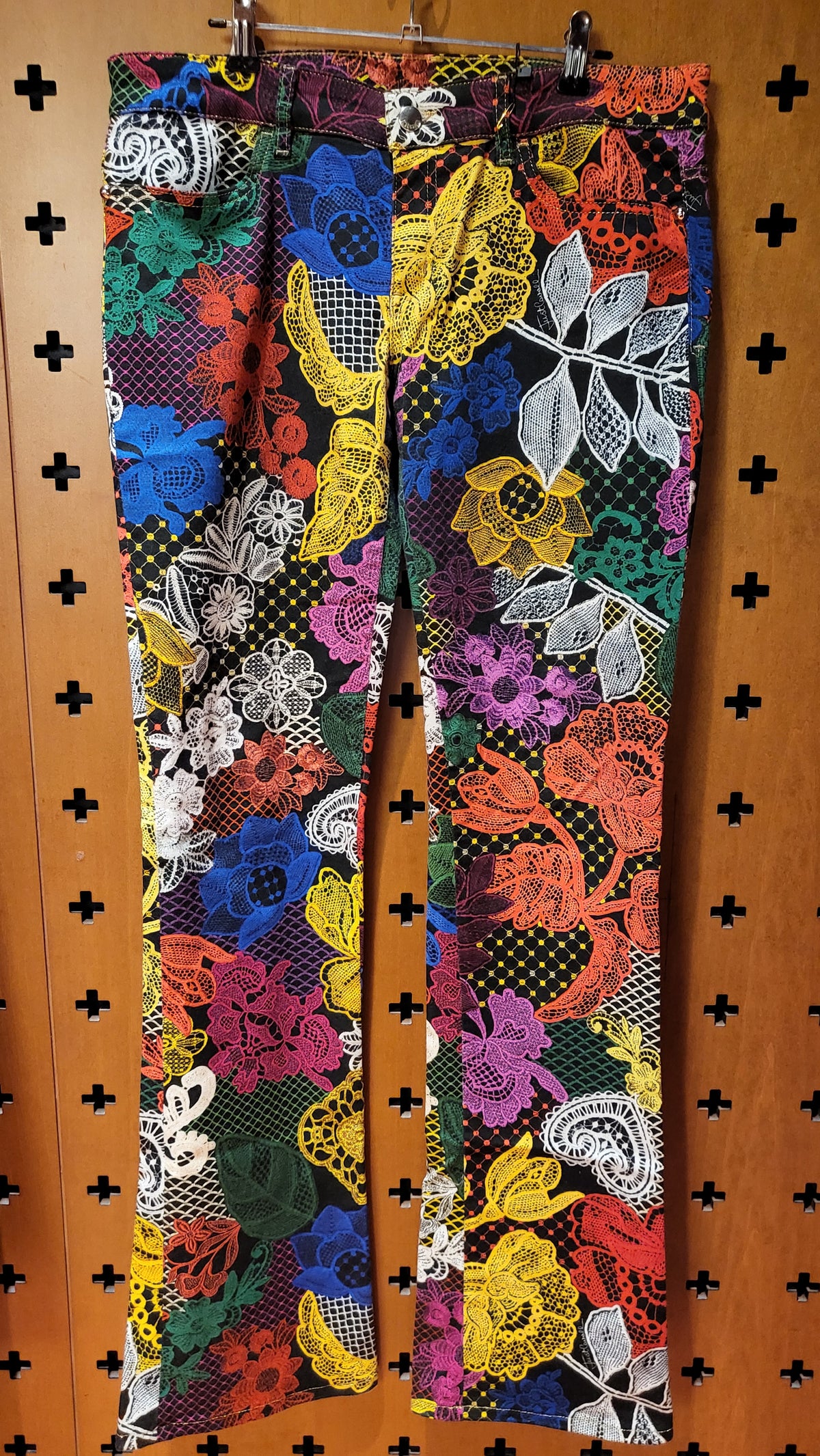 Cavalli doili print trousers multicoloured