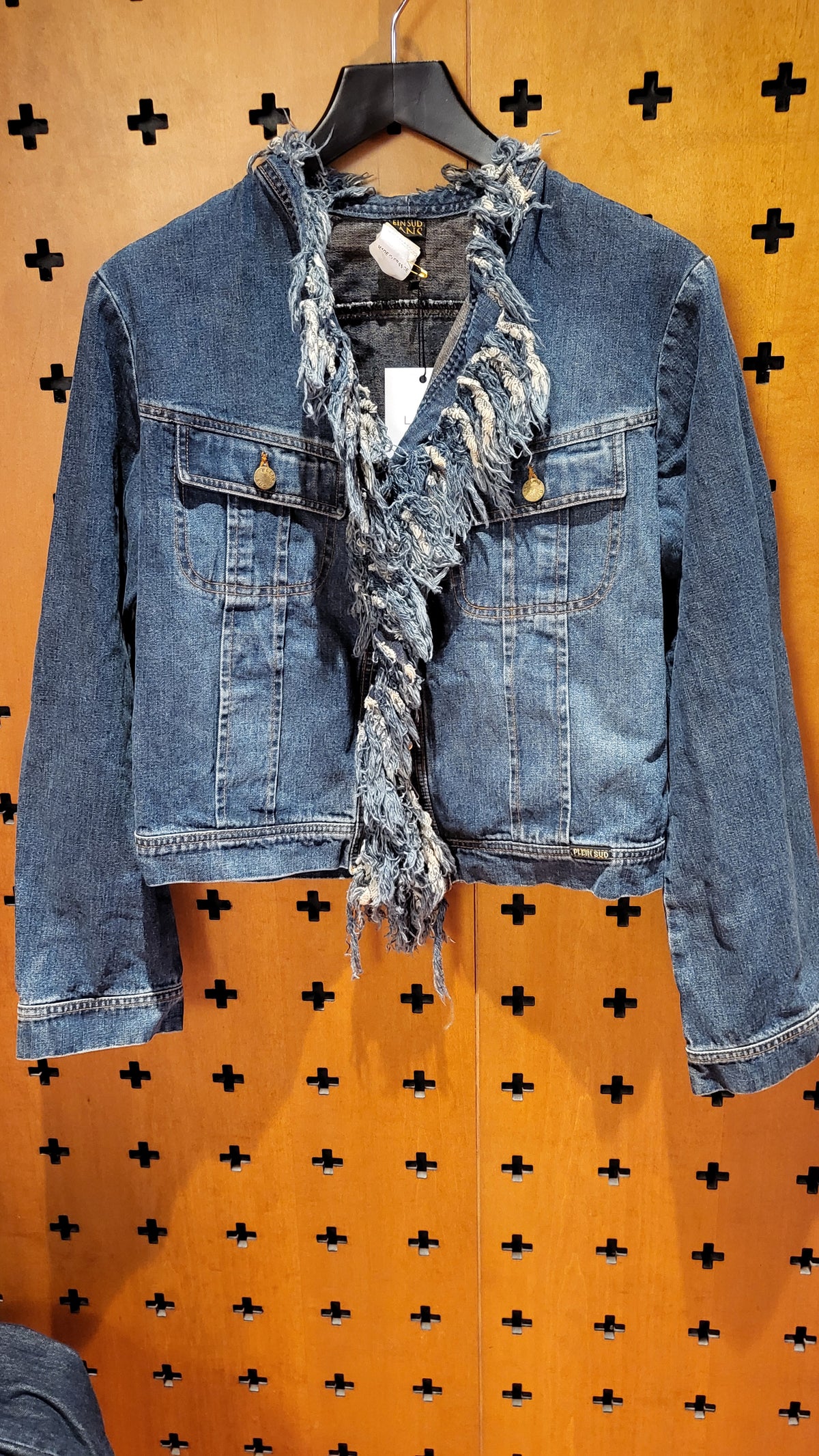 Plein Sud denim jacket with shredded denim edges