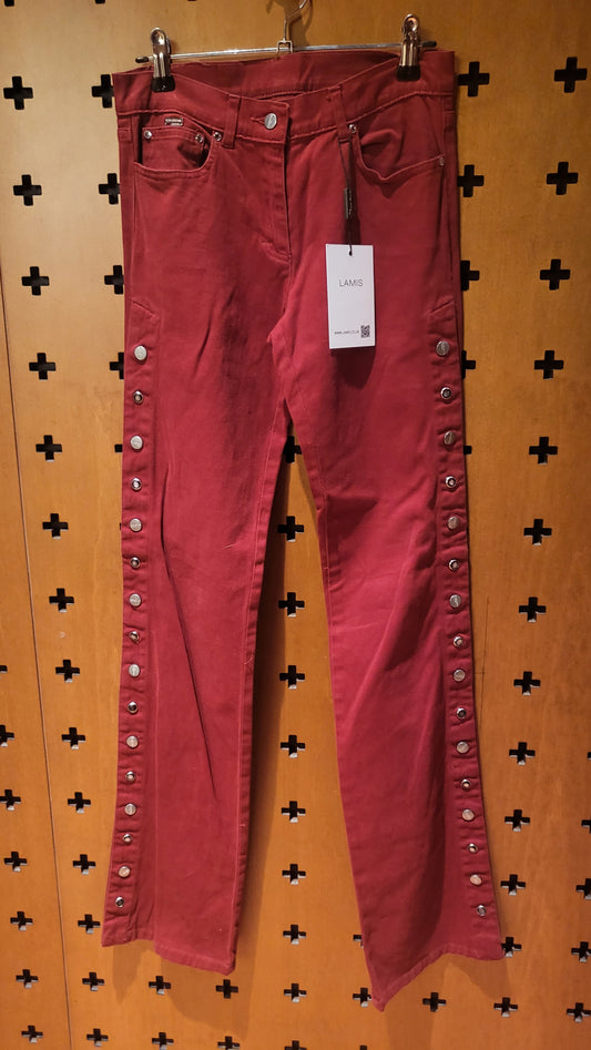 Iceberg red side popper stretch trousers