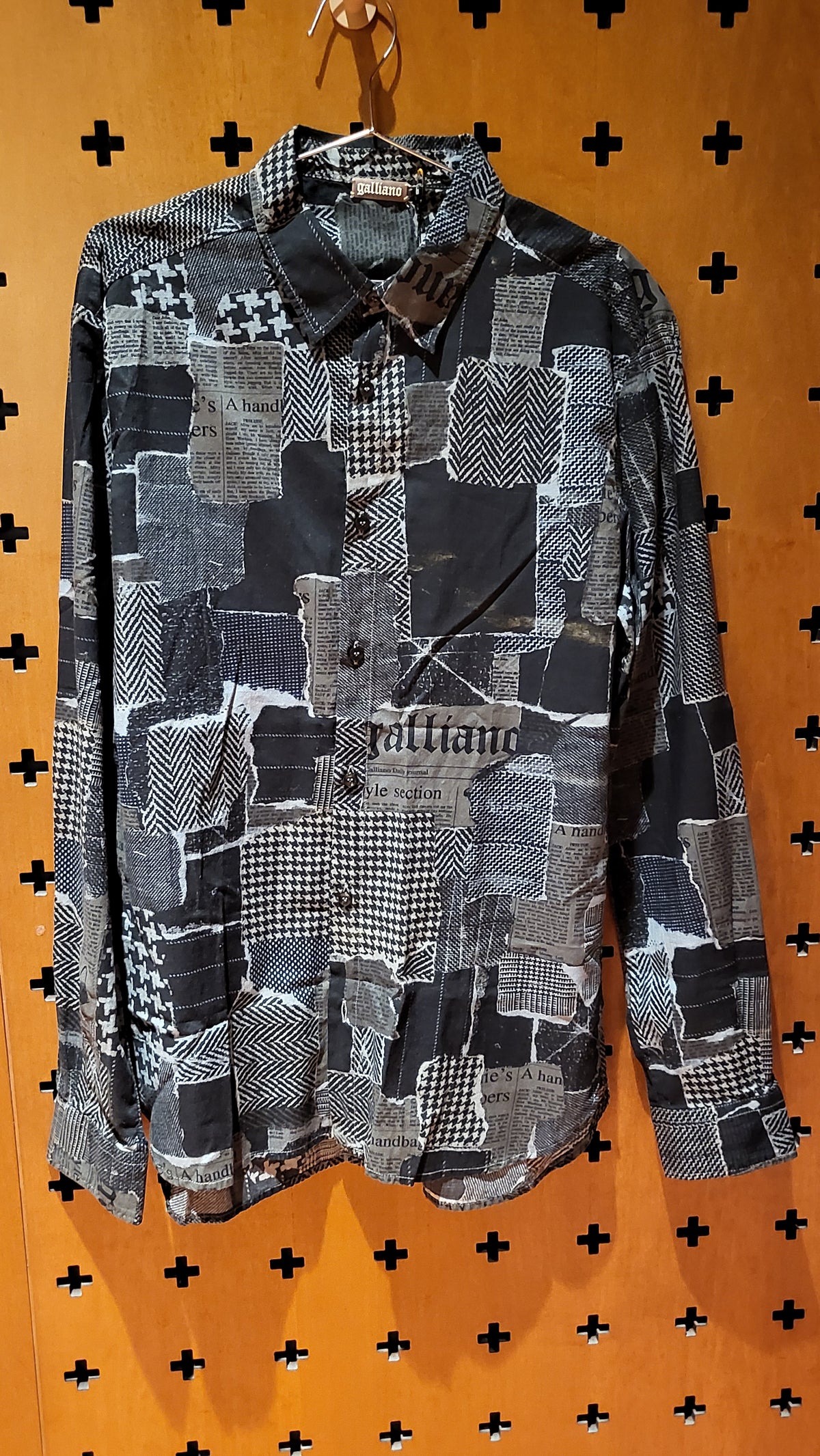 Galliano newspaper print shirt