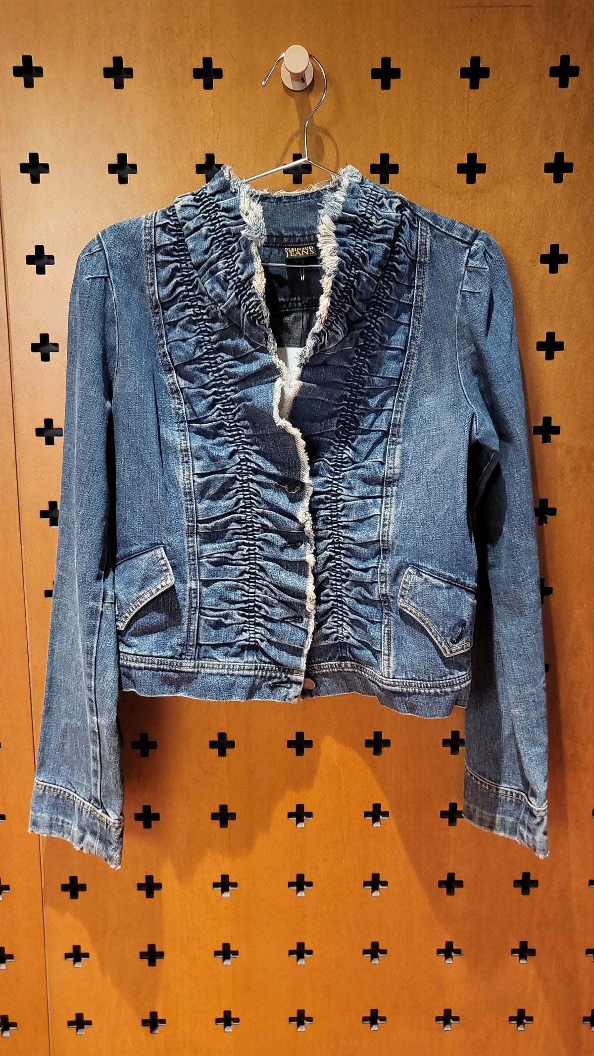 Plein Sud vintage denim jacket with pleated collar